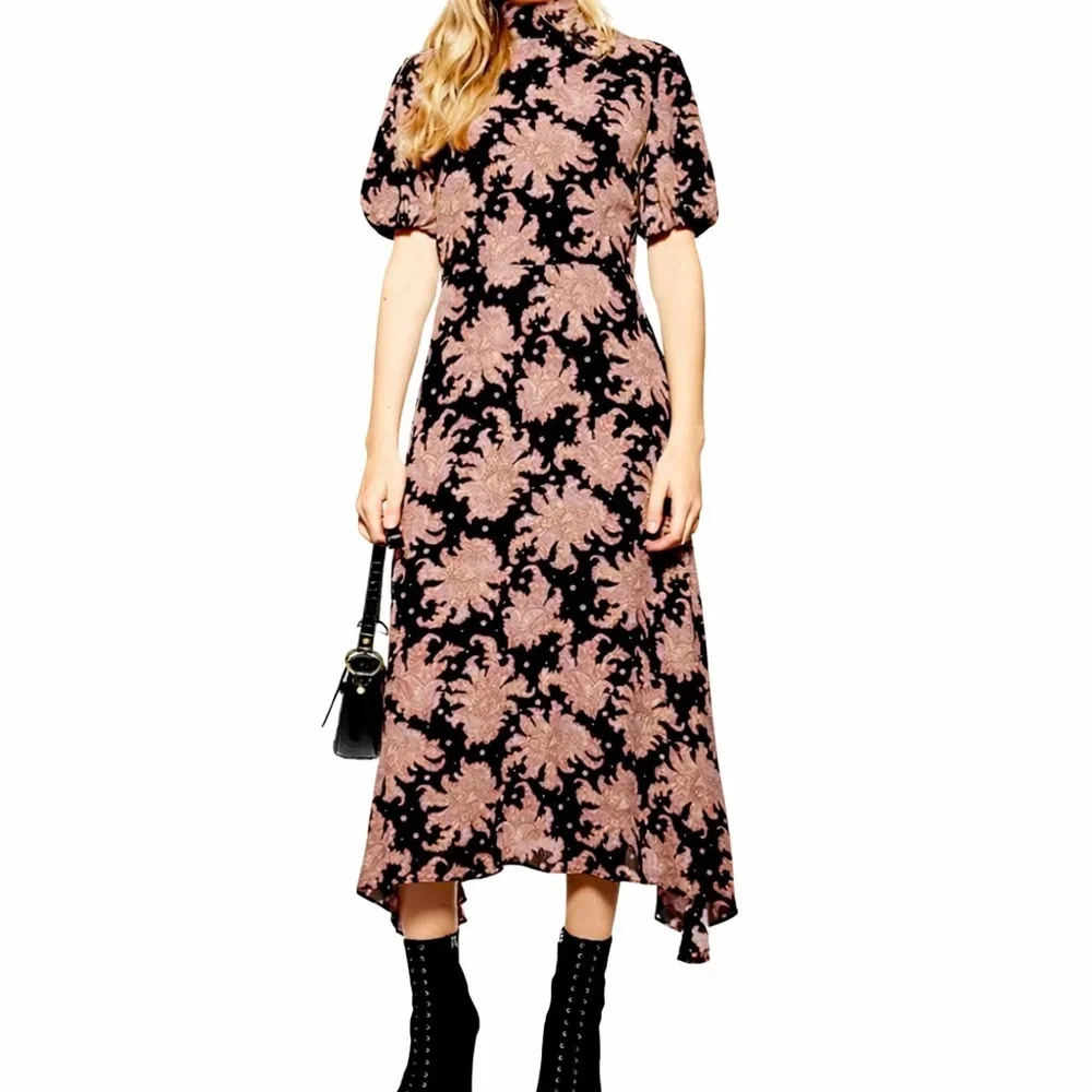 topshop paisley midi dress TOPSHOP BOUTIQUE Women's Silk Paisley Midi Dress Sleeveless Cut Out Size 2